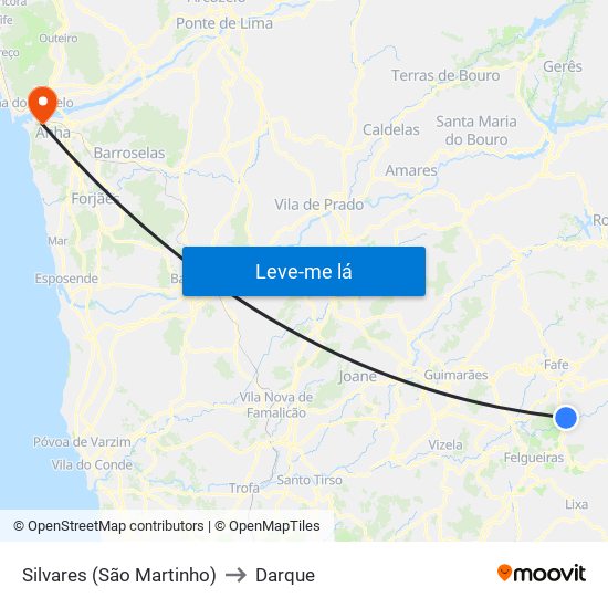 Silvares (São Martinho) to Darque map