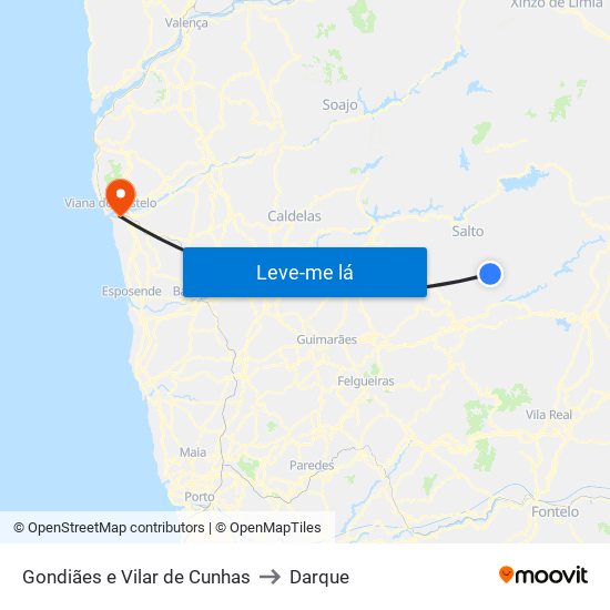 Gondiães e Vilar de Cunhas to Darque map