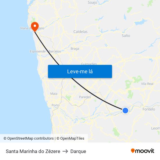 Santa Marinha do Zêzere to Darque map