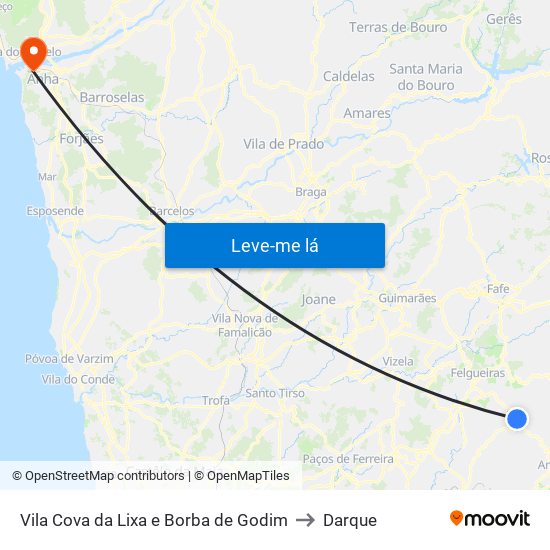 Vila Cova da Lixa e Borba de Godim to Darque map