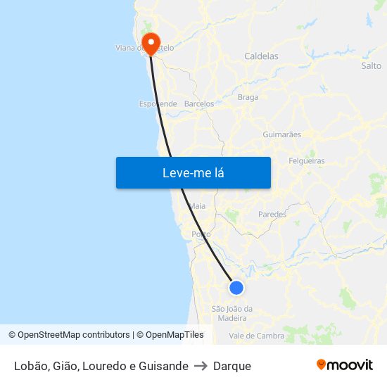 Lobão, Gião, Louredo e Guisande to Darque map