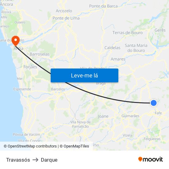 Travassós to Darque map