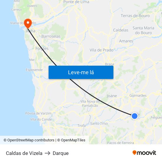 Caldas de Vizela to Darque map