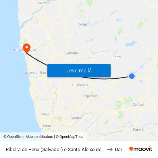 Ribeira de Pena (Salvador) e Santo Aleixo de Além-Tâmega to Darque map