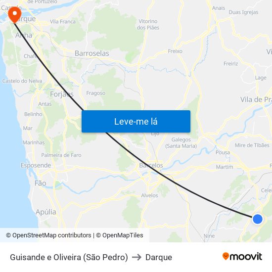 Guisande e Oliveira (São Pedro) to Darque map