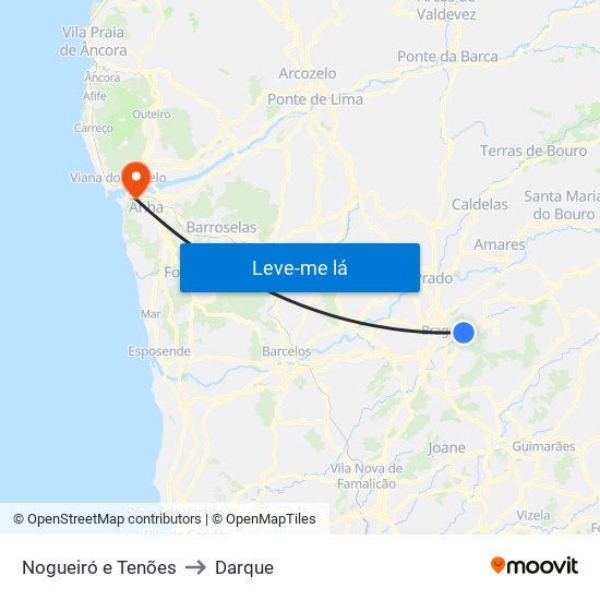 Nogueiró e Tenões to Darque map