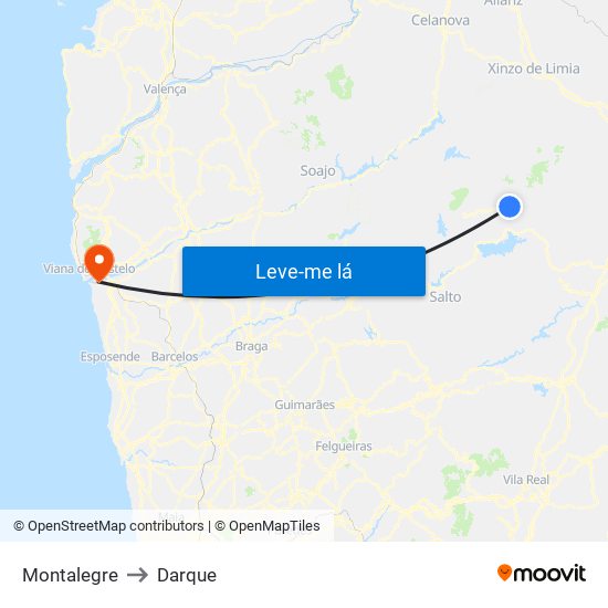 Montalegre to Darque map