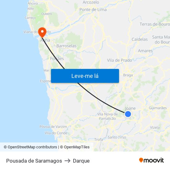 Pousada de Saramagos to Darque map