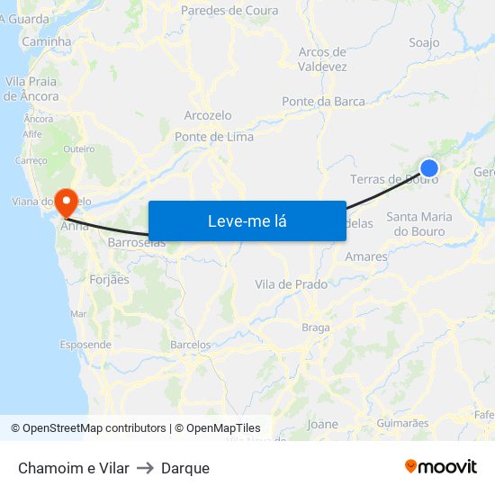 Chamoim e Vilar to Darque map