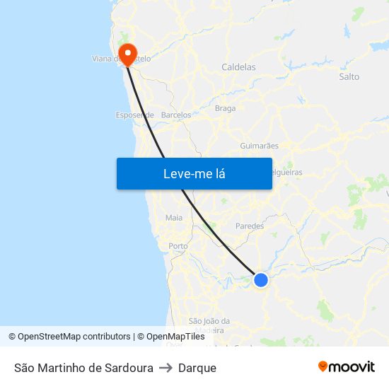 São Martinho de Sardoura to Darque map