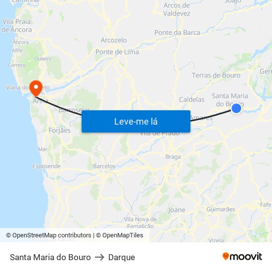 Santa Maria do Bouro to Darque map