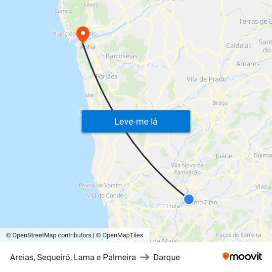 Areias, Sequeiró, Lama e Palmeira to Darque map