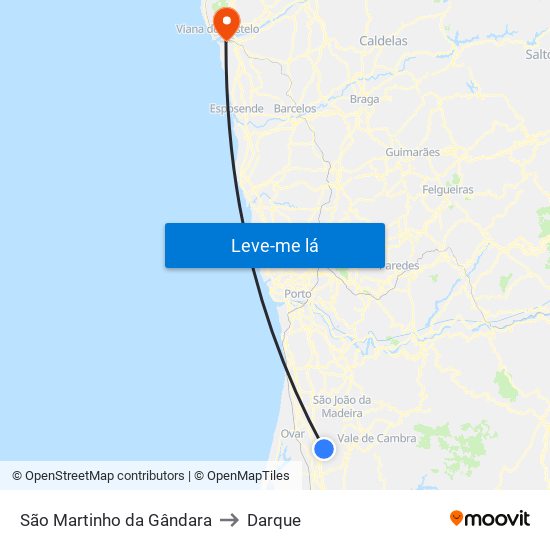 São Martinho da Gândara to Darque map