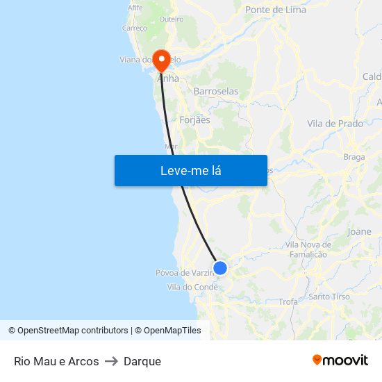 Rio Mau e Arcos to Darque map