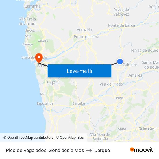 Pico de Regalados, Gondiães e Mós to Darque map