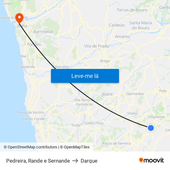 Pedreira, Rande e Sernande to Darque map