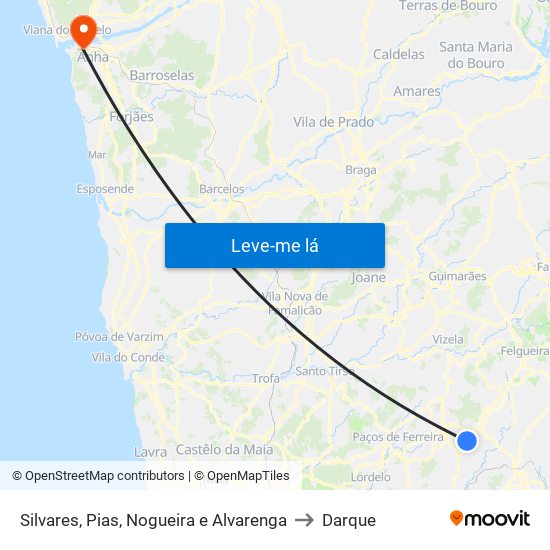 Silvares, Pias, Nogueira e Alvarenga to Darque map