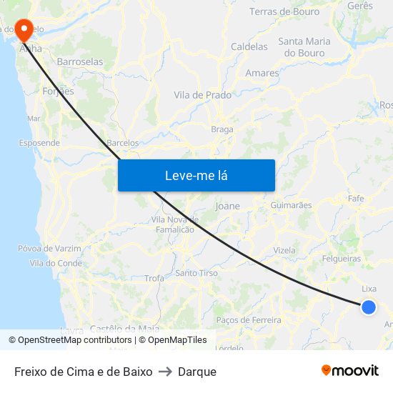 Freixo de Cima e de Baixo to Darque map