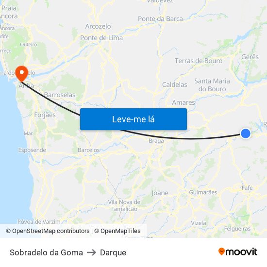 Sobradelo da Goma to Darque map