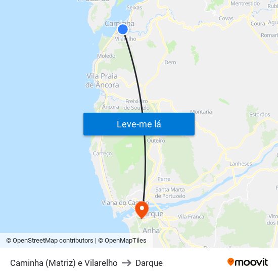 Caminha (Matriz) e Vilarelho to Darque map