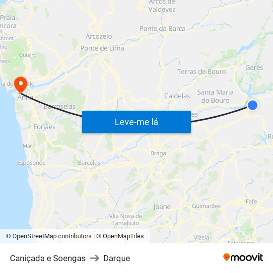 Caniçada e Soengas to Darque map