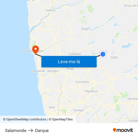 Salamonde to Darque map