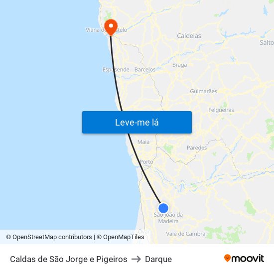 Caldas de São Jorge e Pigeiros to Darque map
