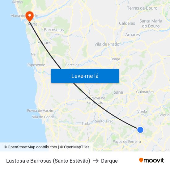 Lustosa e Barrosas (Santo Estêvão) to Darque map