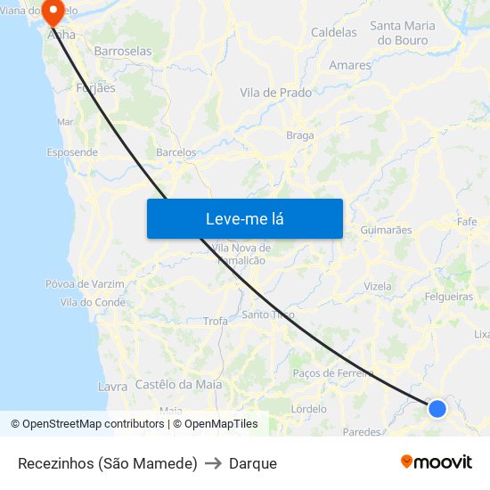 Recezinhos (São Mamede) to Darque map