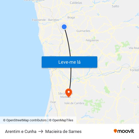 Arentim e Cunha to Macieira de Sarnes map