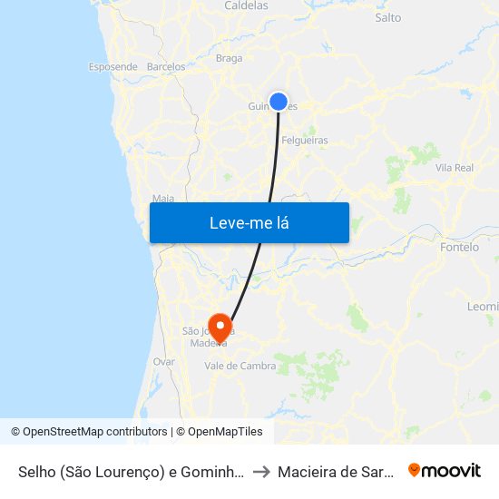 Selho (São Lourenço) e Gominhães to Macieira de Sarnes map