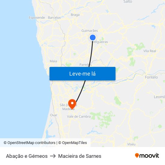 Abação e Gémeos to Macieira de Sarnes map