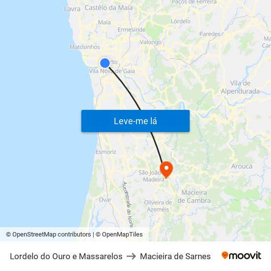 Lordelo do Ouro e Massarelos to Macieira de Sarnes map