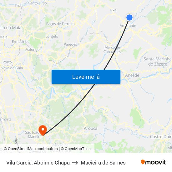 Vila Garcia, Aboim e Chapa to Macieira de Sarnes map