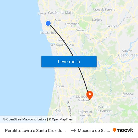 Perafita, Lavra e Santa Cruz do Bispo to Macieira de Sarnes map