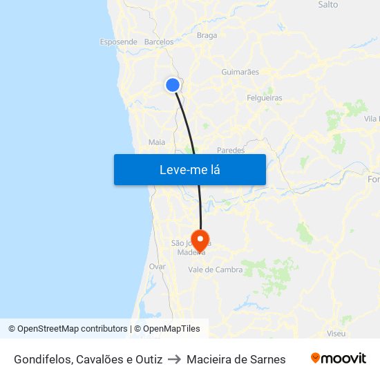 Gondifelos, Cavalões e Outiz to Macieira de Sarnes map