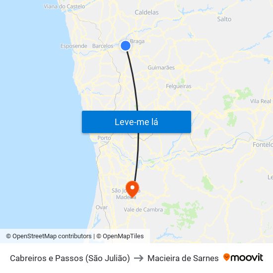 Cabreiros e Passos (São Julião) to Macieira de Sarnes map