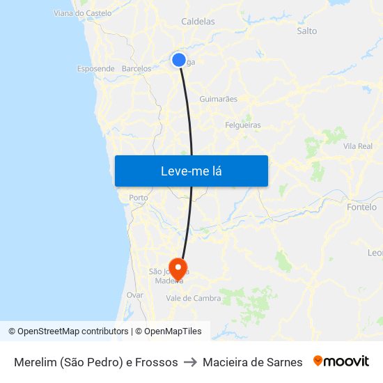 Merelim (São Pedro) e Frossos to Macieira de Sarnes map