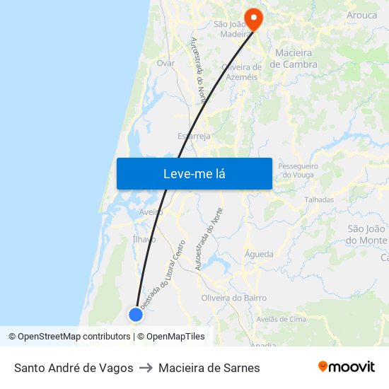 Santo André de Vagos to Macieira de Sarnes map