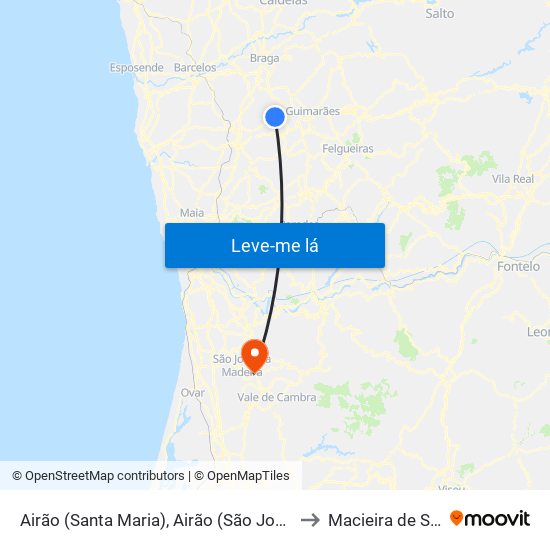 Airão (Santa Maria), Airão (São João) e Vermil to Macieira de Sarnes map