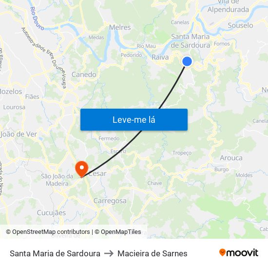 Santa Maria de Sardoura to Macieira de Sarnes map