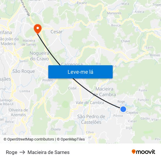 Roge to Macieira de Sarnes map