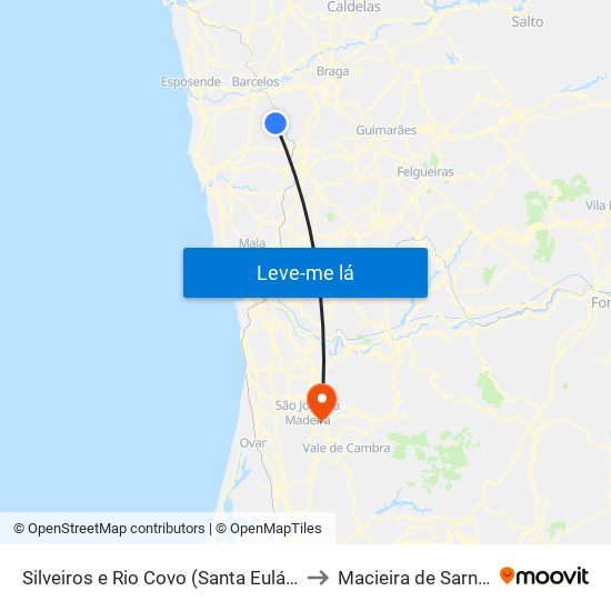 Silveiros e Rio Covo (Santa Eulália) to Macieira de Sarnes map