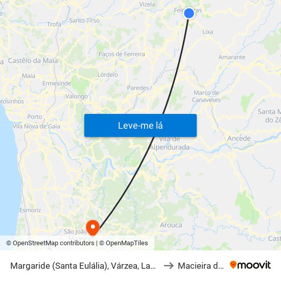 Margaride (Santa Eulália), Várzea, Lagares, Varziela e Moure to Macieira de Sarnes map