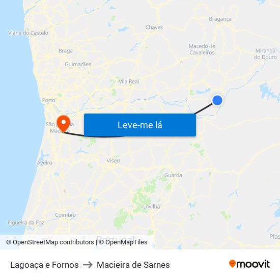 Lagoaça e Fornos to Macieira de Sarnes map