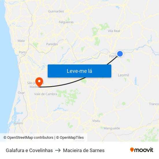 Galafura e Covelinhas to Macieira de Sarnes map