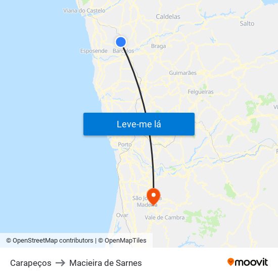 Carapeços to Macieira de Sarnes map