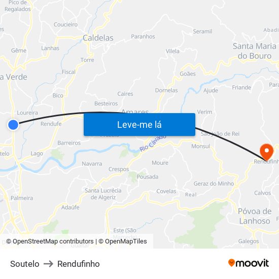 Soutelo to Rendufinho map