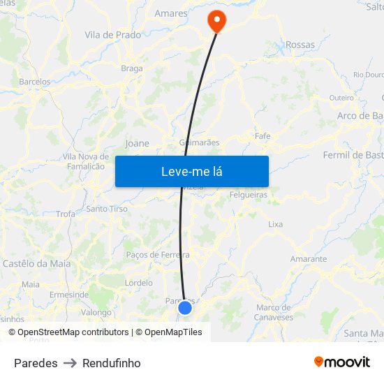 Paredes to Rendufinho map