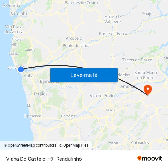Viana Do Castelo to Rendufinho map